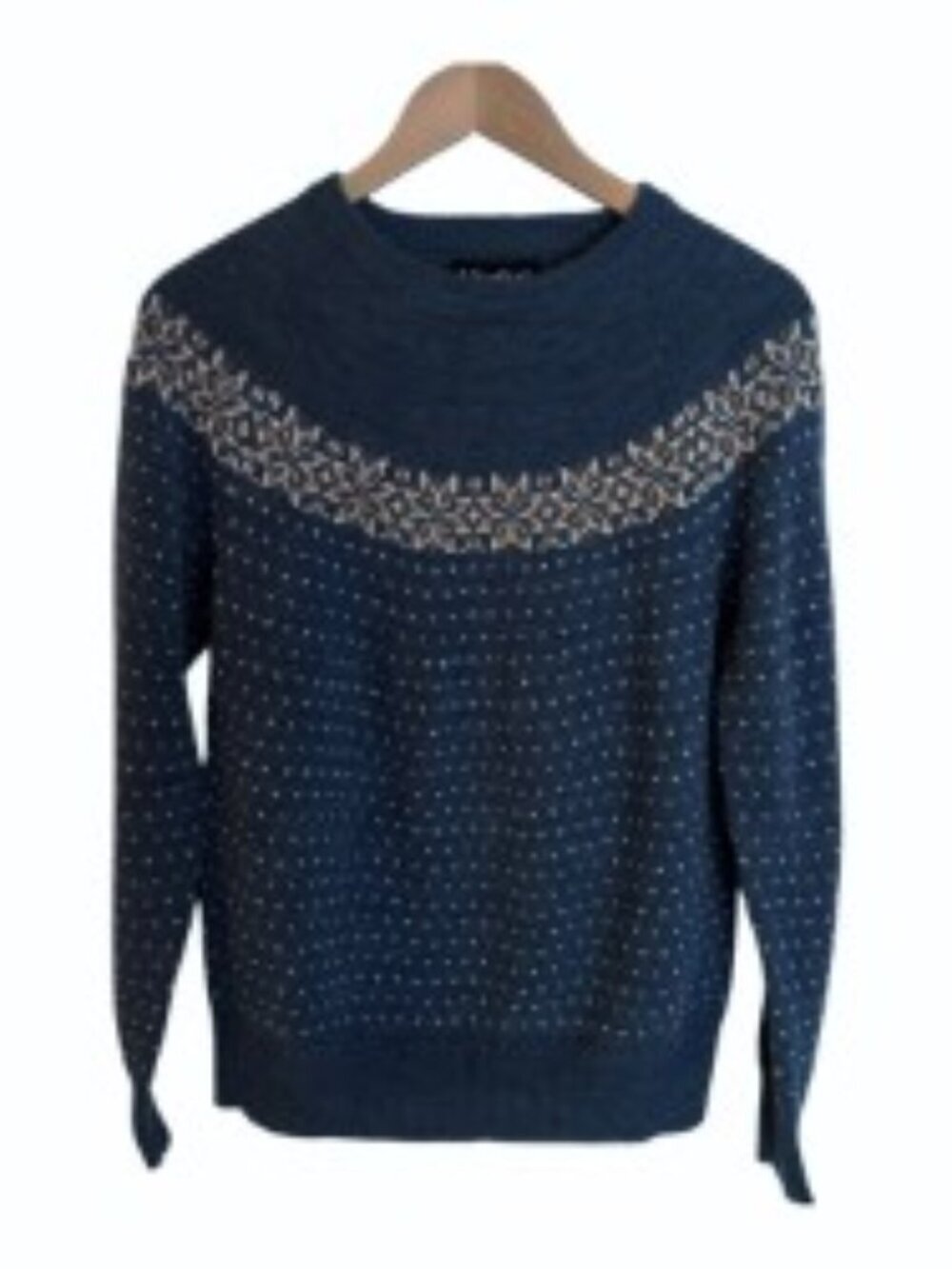 Vikafjell Nordic Blue Fair Isle Wool Blend Sweater Small